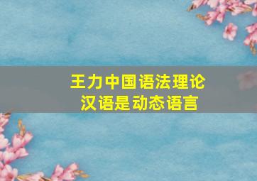 王力中国语法理论 汉语是动态语言